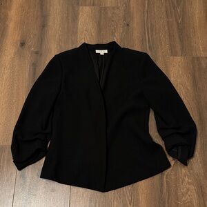 LOFT Black Blazer Women Size 0 Open Front Tailored Work Office Business Casual